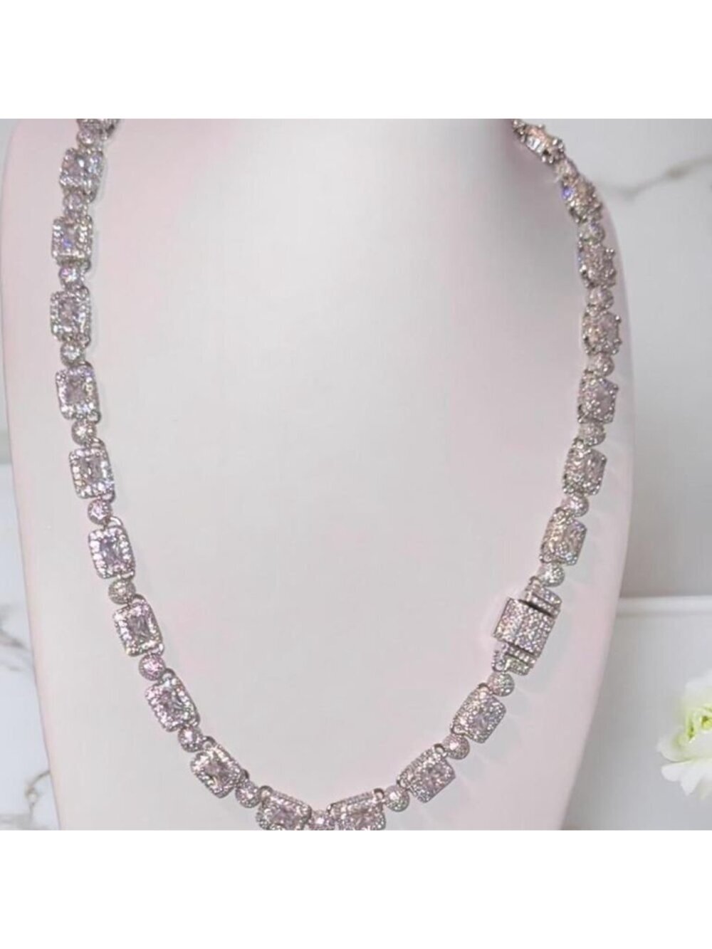 Iced Out Tennis Cluster Necklace D 2 Fc